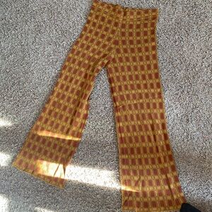 NATURAL LIFE Yellow and Brown Checkered Pants knit
